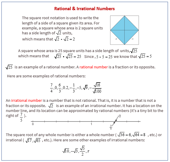Numbers irrational Rational and