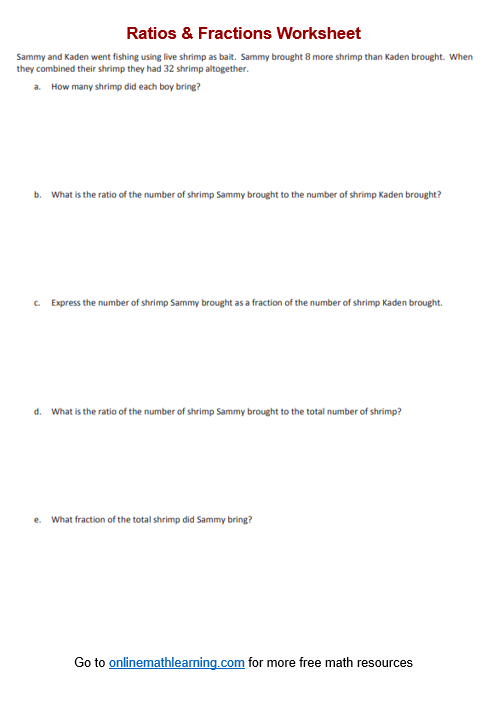 Ratio Problems Change in Ratio Worksheet