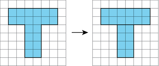 Reasoning to Find Area by Decomposing - Illustrative Math Two images of a t-shaped object. The upper portion is 2 units tall and 6 units wide. The stem of the “t” is 4 units tall and 2 units wide. The second image is the same, except there is a line separating the upper portion and lower portion into two rectangles.