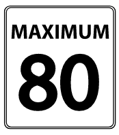 An image of a speed limit sign labeled Maximum 80.