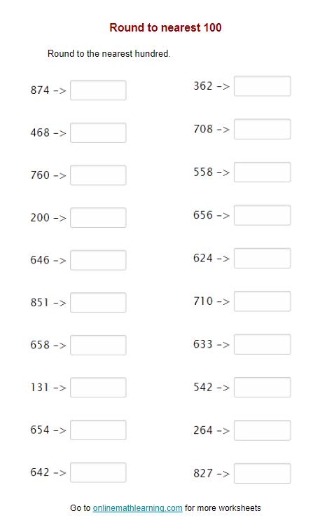 Rounding to the Nearest 10 and 100 Review Worksheets