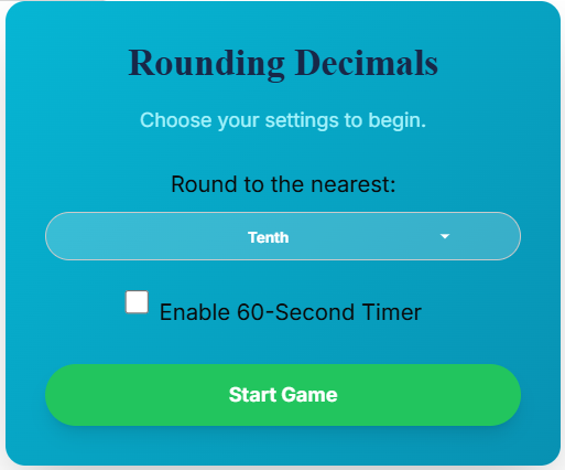 Rounding Decimals Game