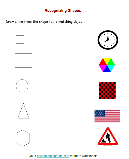 Shapes worksheet for kindergarten
