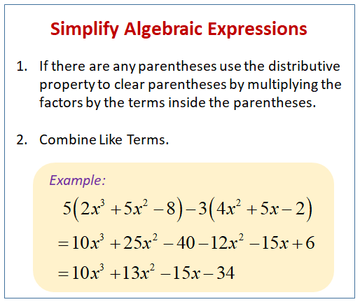 problem solving simplifying algebraic expressions