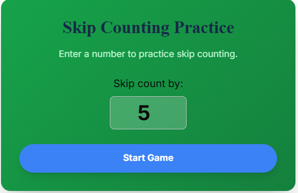 Skip Counting Game Skip Counting Game