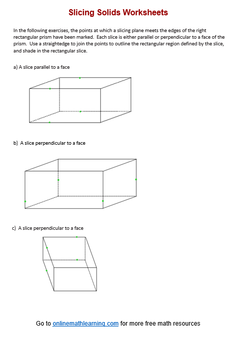 Slicing Solids Worksheet