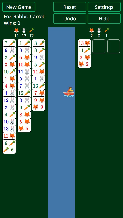 Fox, Rabbit and Carrot Solitaire Game