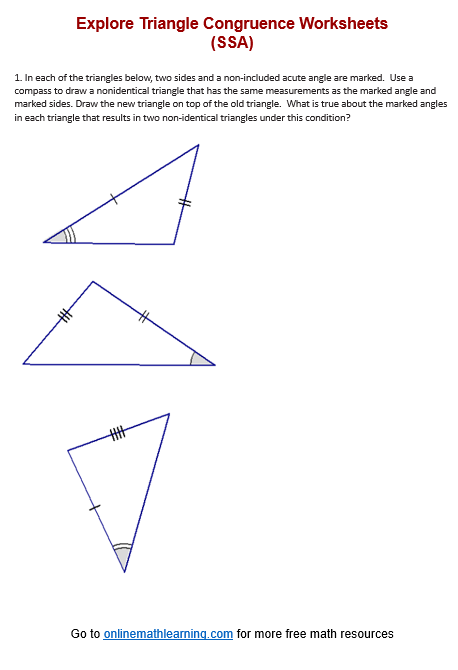 Explore SSA Triangle Congruence Worksheet