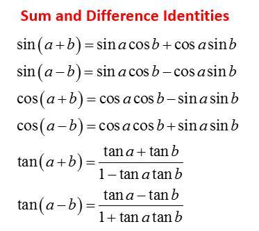 trigonometric sum identities assignment quizlet