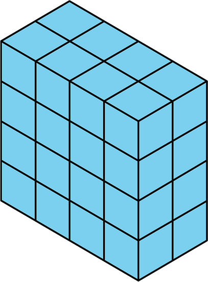 A rectangular prism 4 units by 4 units by 2 units.