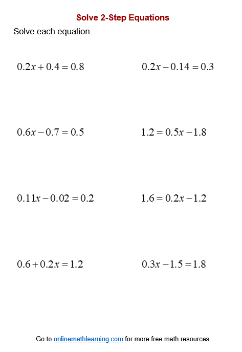 Two-Step (printable, online, answers, examples)