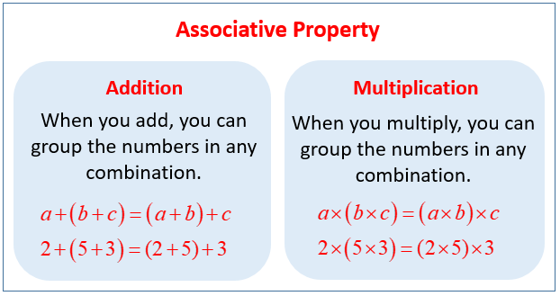 Associative Property (examples, solutions, videos