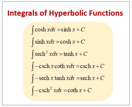 Integrals Hyperbolic Functions