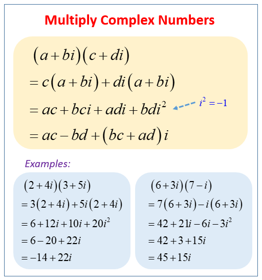 Multiplying Complex Numbers Math Worksheets Go