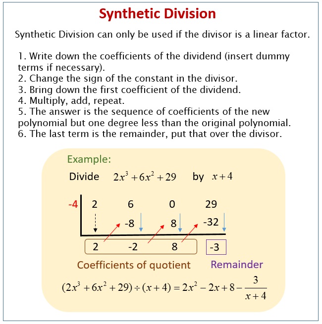 Synthetic Division Worksheet With Answers